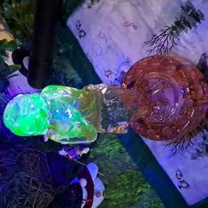 12 Hole Frog Bashful Charlotte by Cambridge Pink glow glass with console plate,